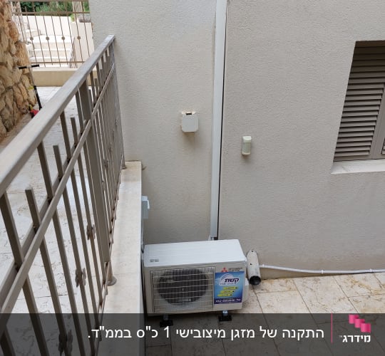 יחידת מיזוג אוויר חיצונית מותקנת על קיר